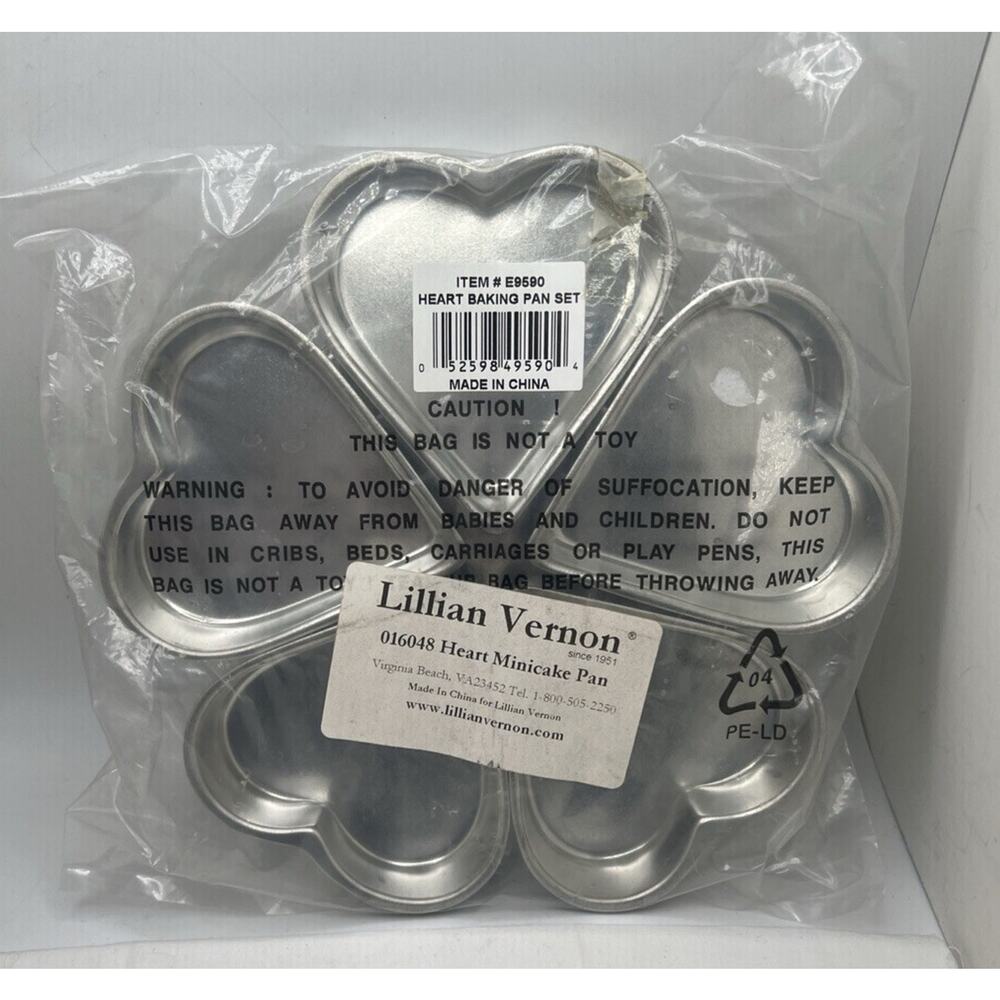 4” Hearts 5 Cupcake Brownie Muffin aluminum Pan - Valentines Romance